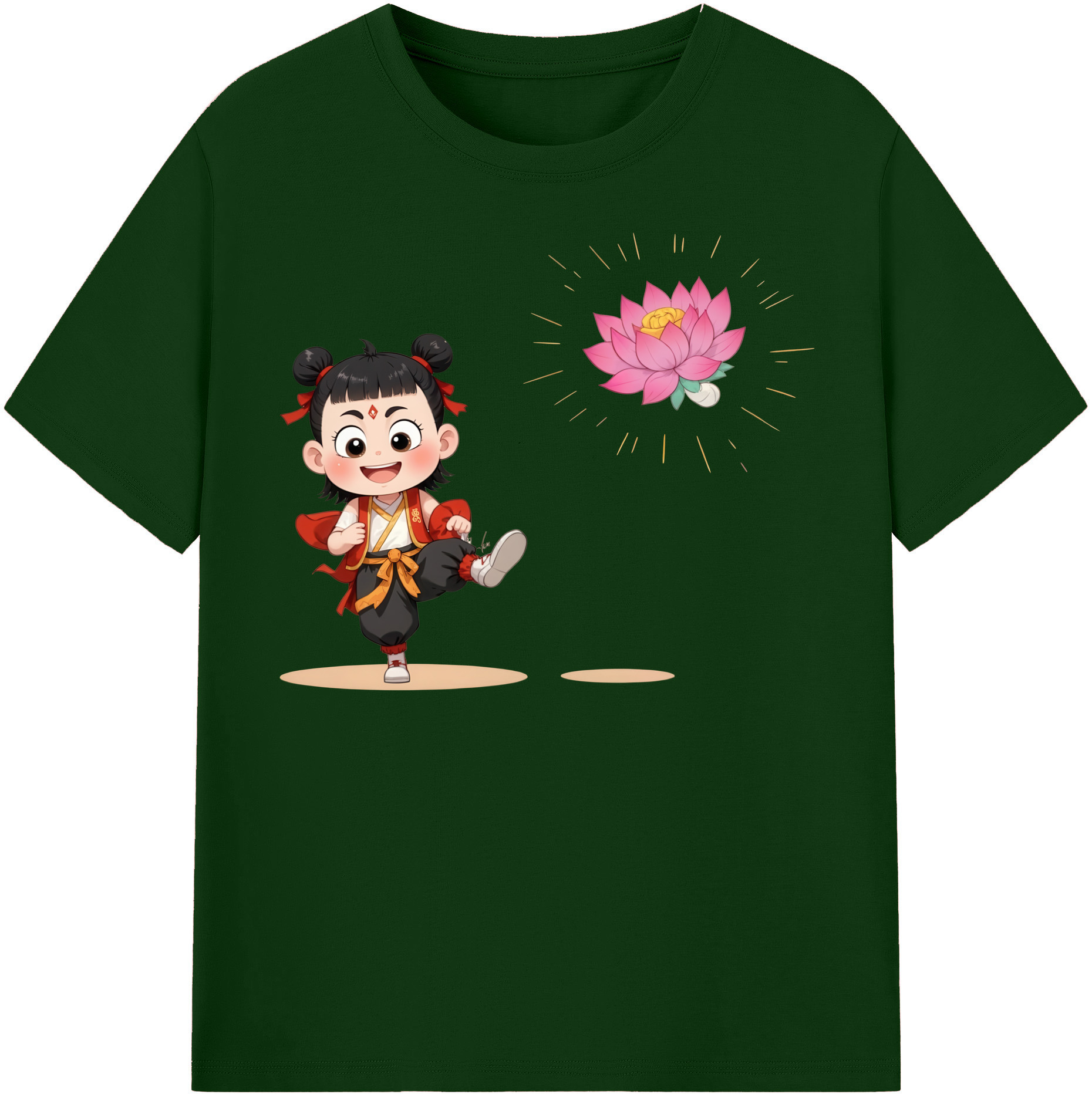 （画像用） Ne Zha 2 ナタ 魔童の大暴れ 綿100％半袖Tシャツ（フロントプリント）